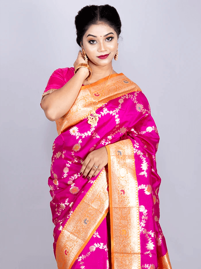 Elegant Allover Magenta Jal Katan Silk Saree