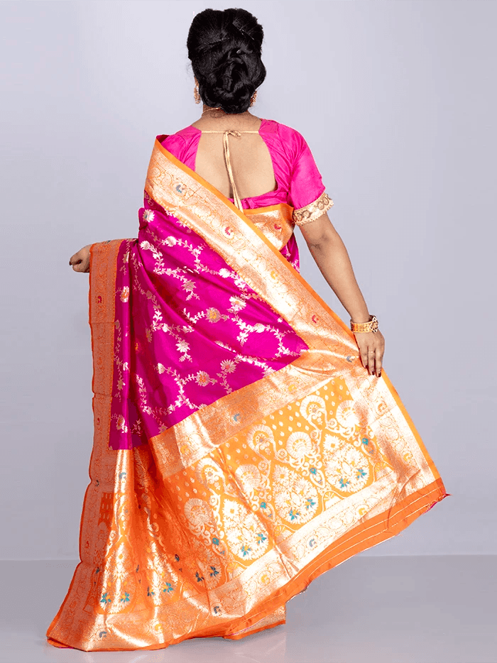 Elegant Allover Magenta Jal Katan Silk Saree