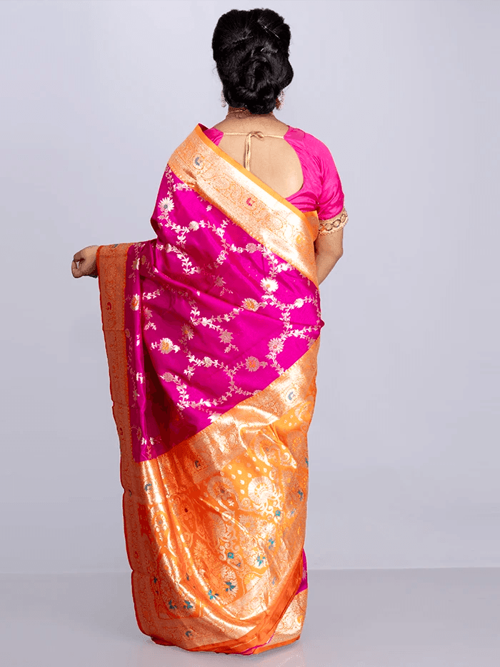 Elegant Allover Magenta Jal Katan Silk Saree