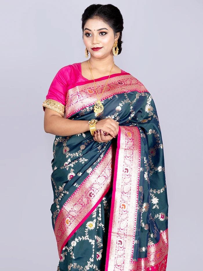 Elegant Allover Green Jal Katan Silk Saree