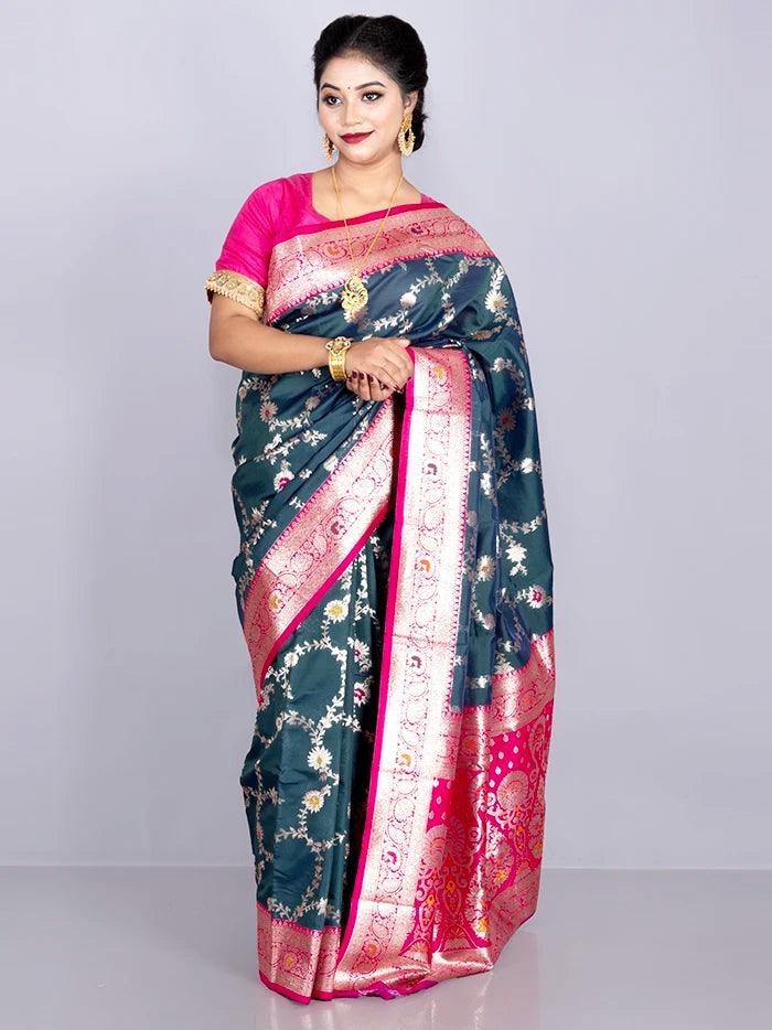 Elegant Allover Green Jal Katan Silk Saree