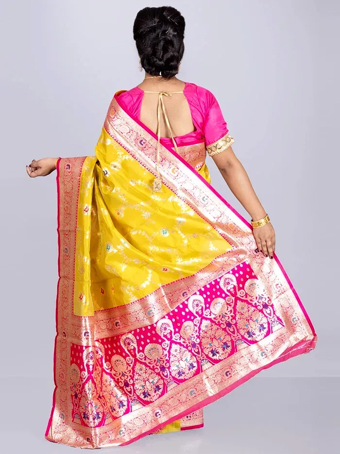 Elegant Allover Mustard Jal Katan Silk Saree