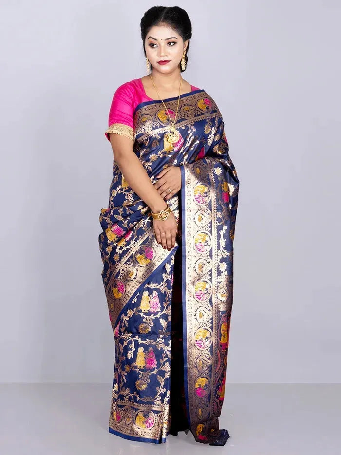 Elegant Allover Blue Jal Katan Silk Saree