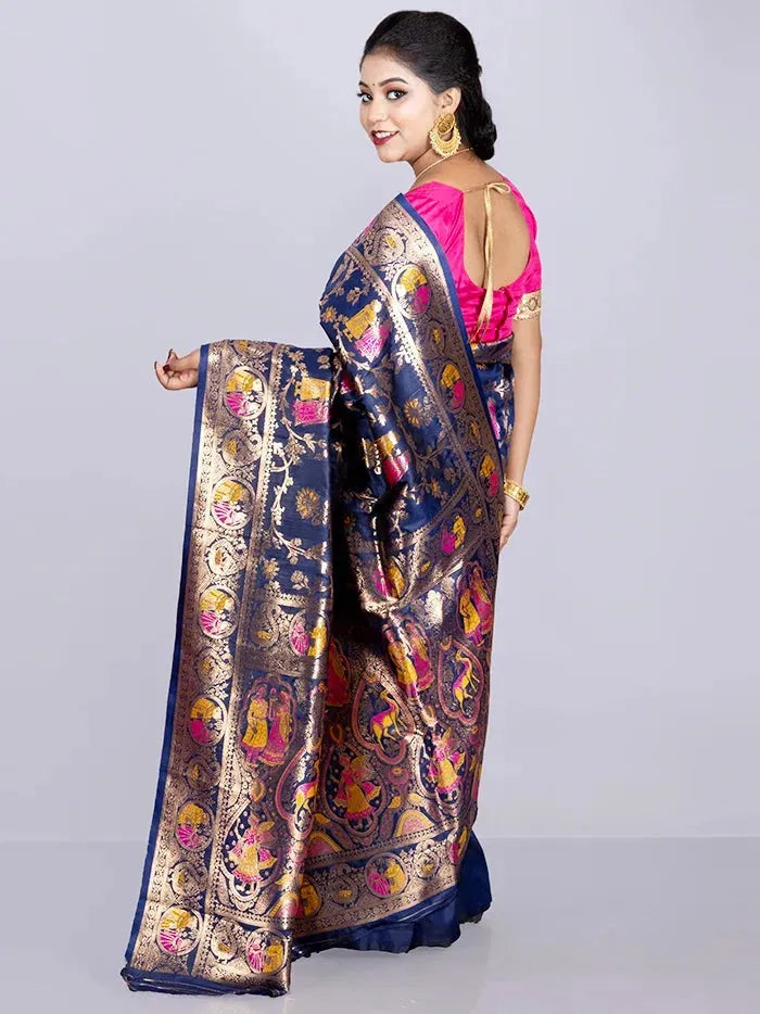 Elegant Allover Blue Jal Katan Silk Saree