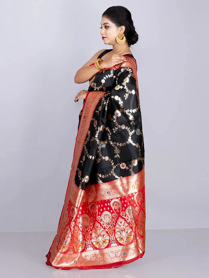 Elegant Allover Black Jal Katan Silk Saree