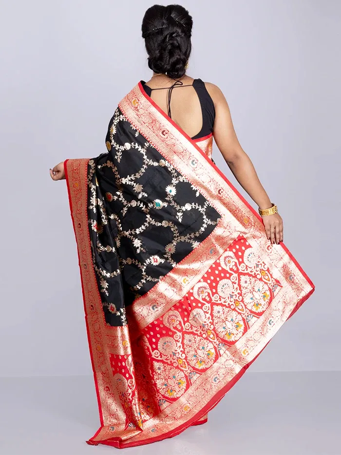 Elegant Allover Black Jal Katan Silk Saree