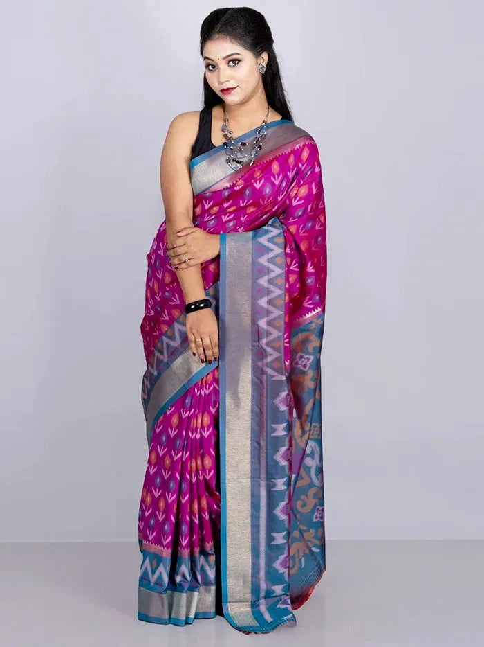 Elegant Allover Purple Ikkat Silk Saree