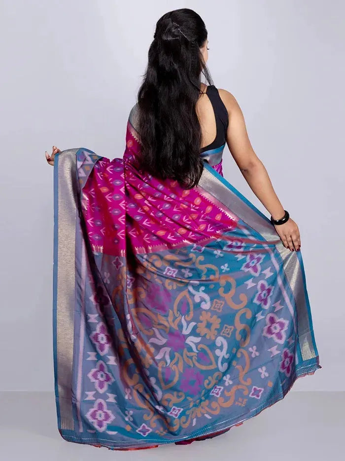 Elegant Allover Purple Ikkat Silk Saree