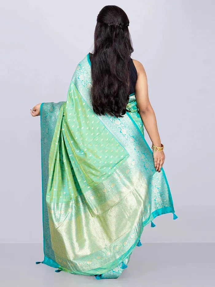 Elegant Allover Green Dual Tone Katan Silk Saree