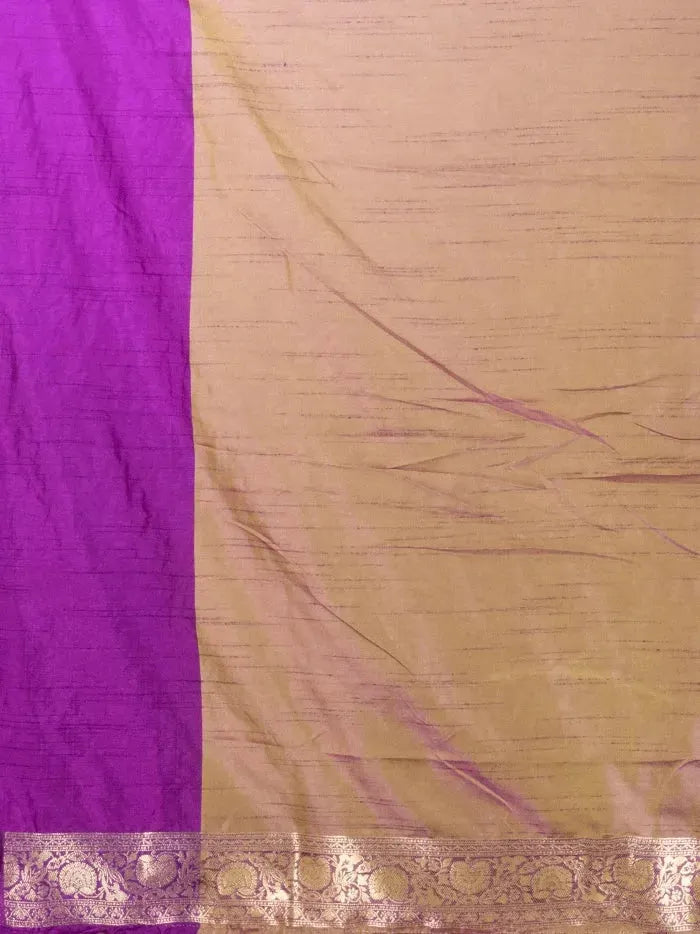 Elegant Allover Green Violet Dual Tone Katan Silk Saree