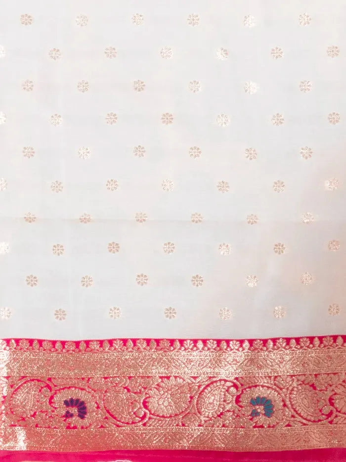 Elegant Allover White Jal Katan Silk Saree