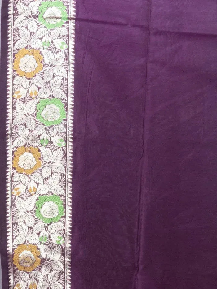 Elegant Par Anchal Purple Katan Silk Saree