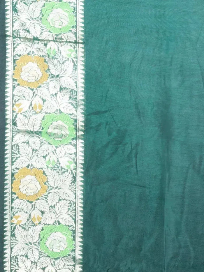 Elegant Par Anchal Green Katan Silk Saree