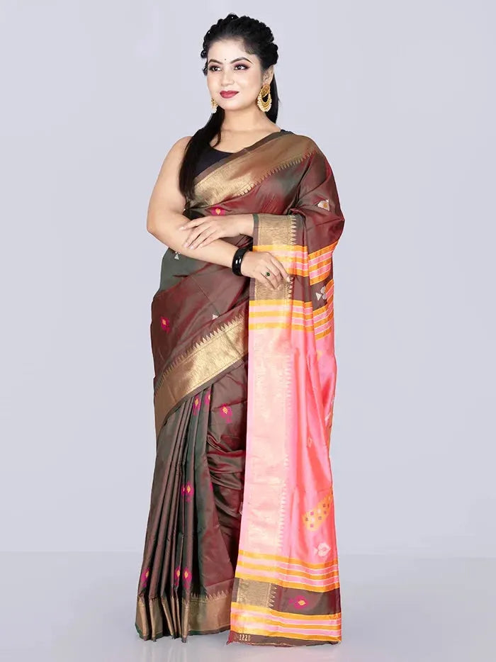 Elegant Green Katan Kalakshetra Silk Saree