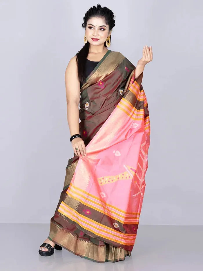 Elegant Green Katan Kalakshetra Silk Saree