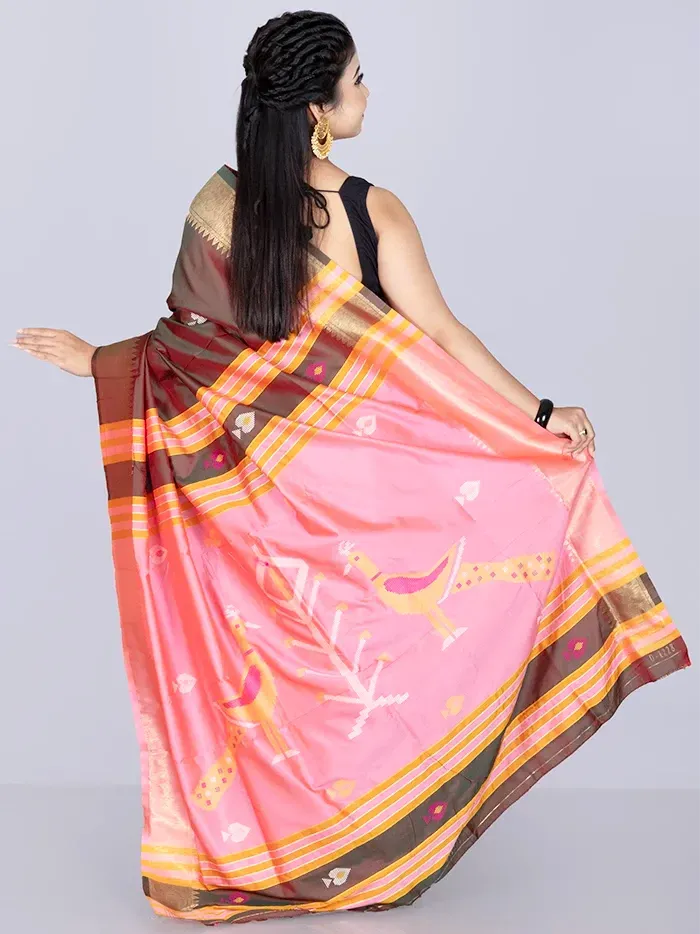 Elegant Green Katan Kalakshetra Silk Saree