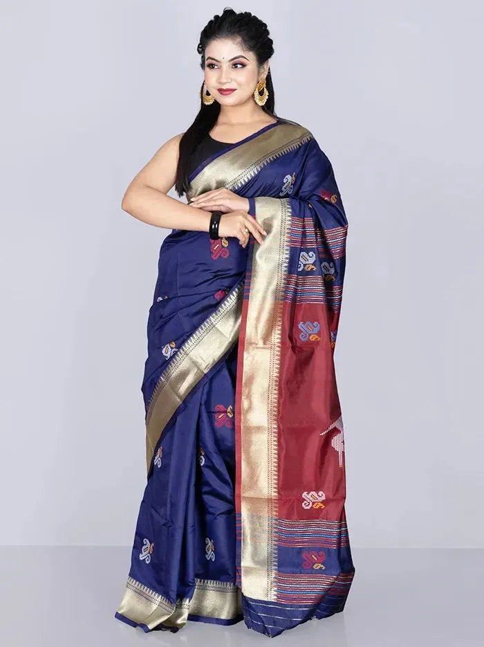 Elegant Blue Katan Kalakshetra Silk Saree