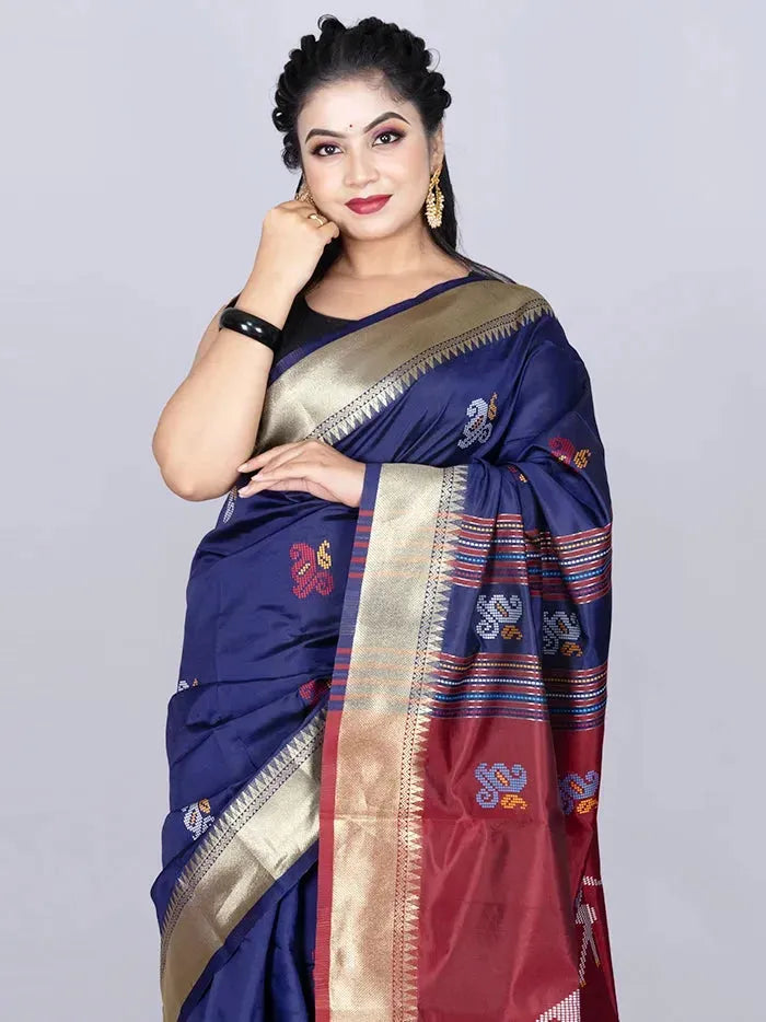 Elegant Blue Katan Kalakshetra Silk Saree