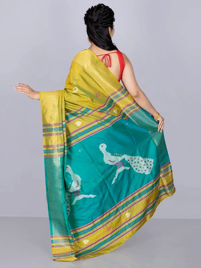 Elegant Green Katan Kalakshetra Silk Saree