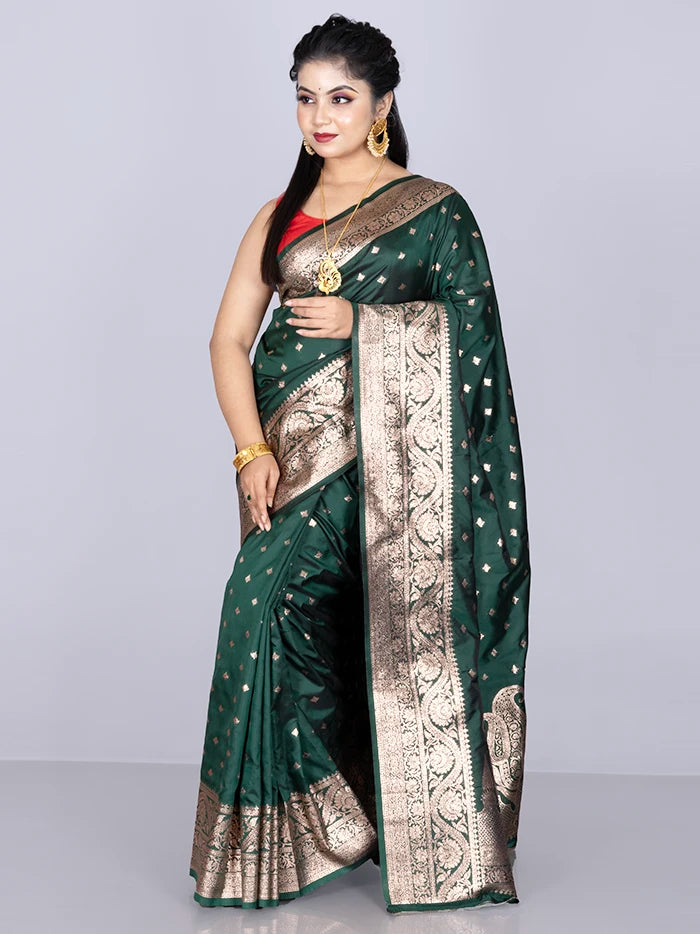 Elegant Allover Green Katan Silk Saree