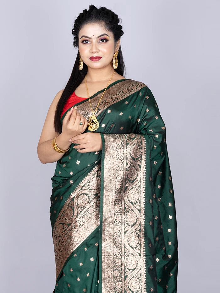 Elegant Allover Green Katan Silk Saree