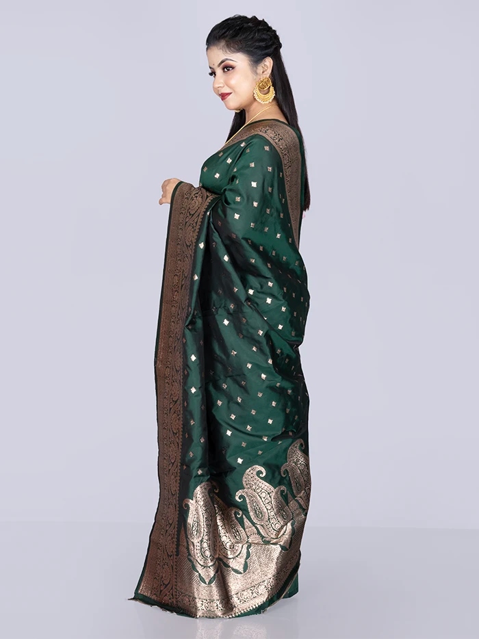 Elegant Allover Green Katan Silk Saree