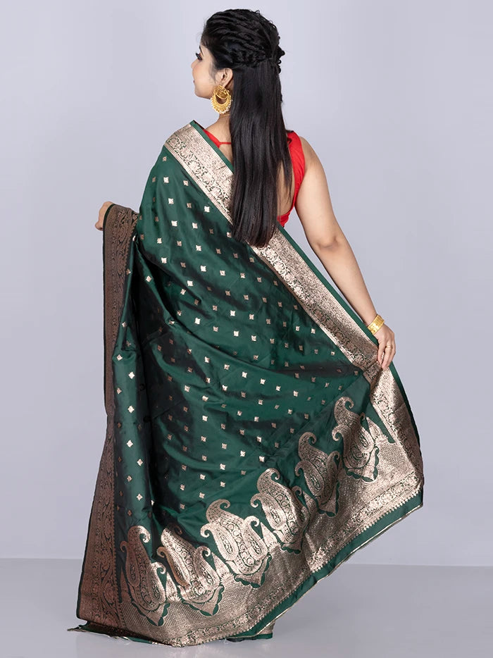 Elegant Allover Green Katan Silk Saree