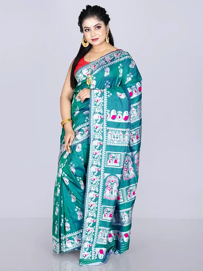 Elegant Allover Green Katan Silk Saree