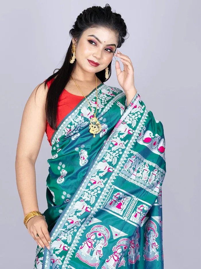 Elegant Allover Green Katan Silk Saree