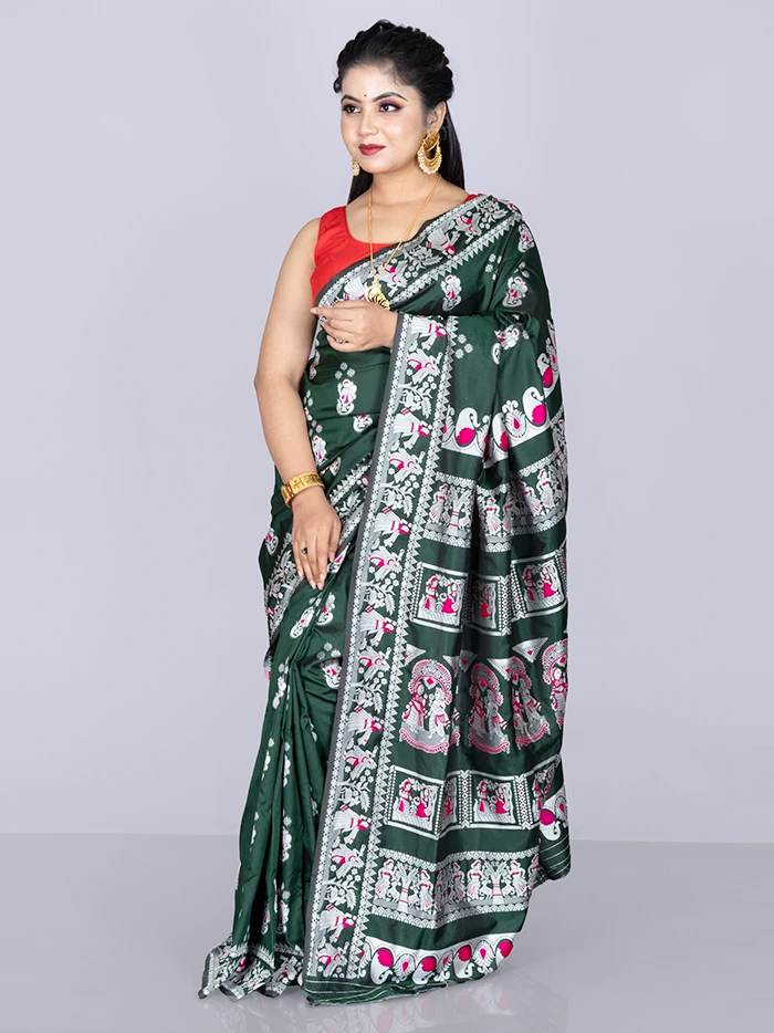 Elegant Allover Green Katan Silk Saree