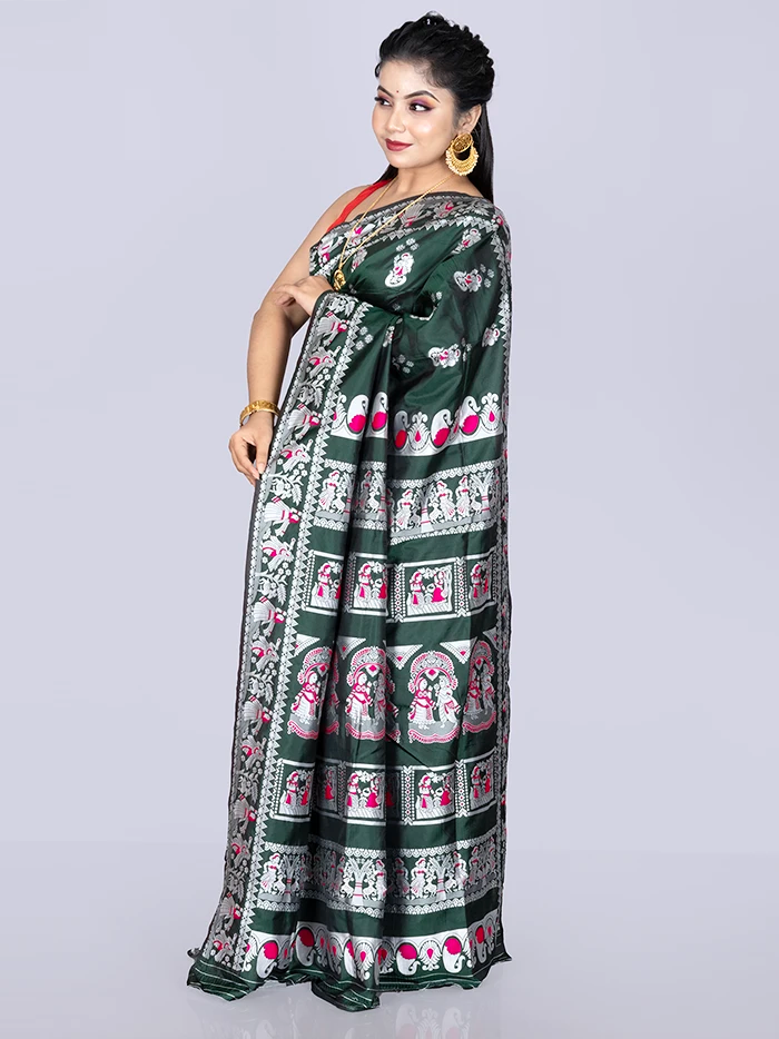 Elegant Allover Green Katan Silk Saree