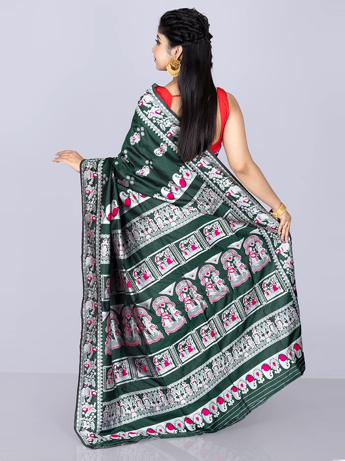 Elegant Allover Green Katan Silk Saree