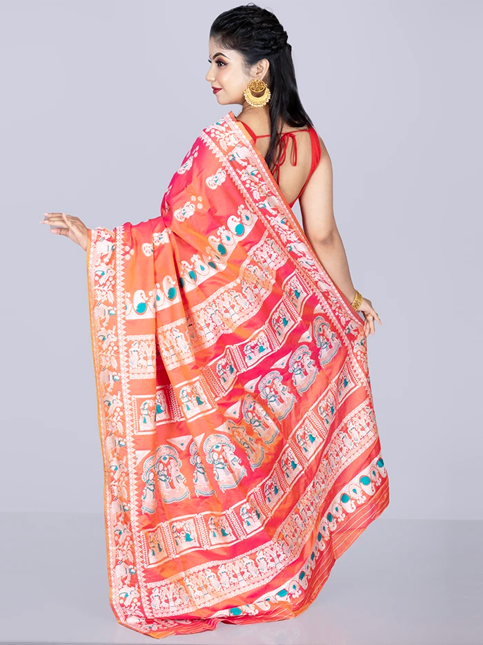 Elegant Allover Orange Katan Silk Saree