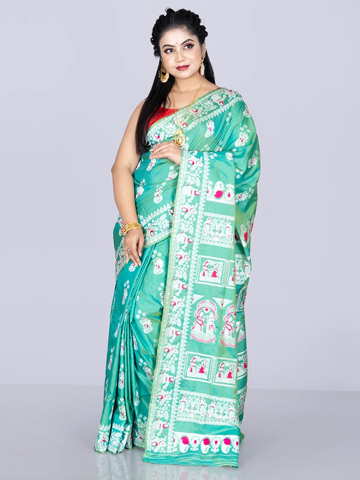 Elegant Allover Green Katan Silk Saree