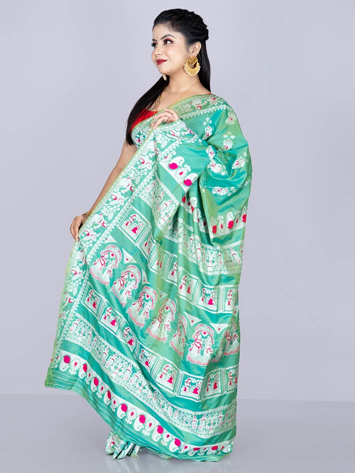 Elegant Allover Green Katan Silk Saree