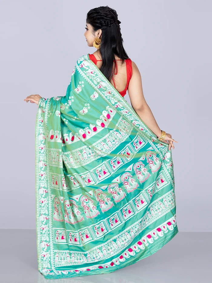 Elegant Allover Green Katan Silk Saree