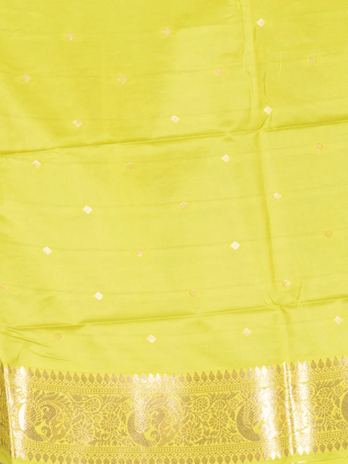 Elegant Par Anchal Buti Lime Katan Silk Saree