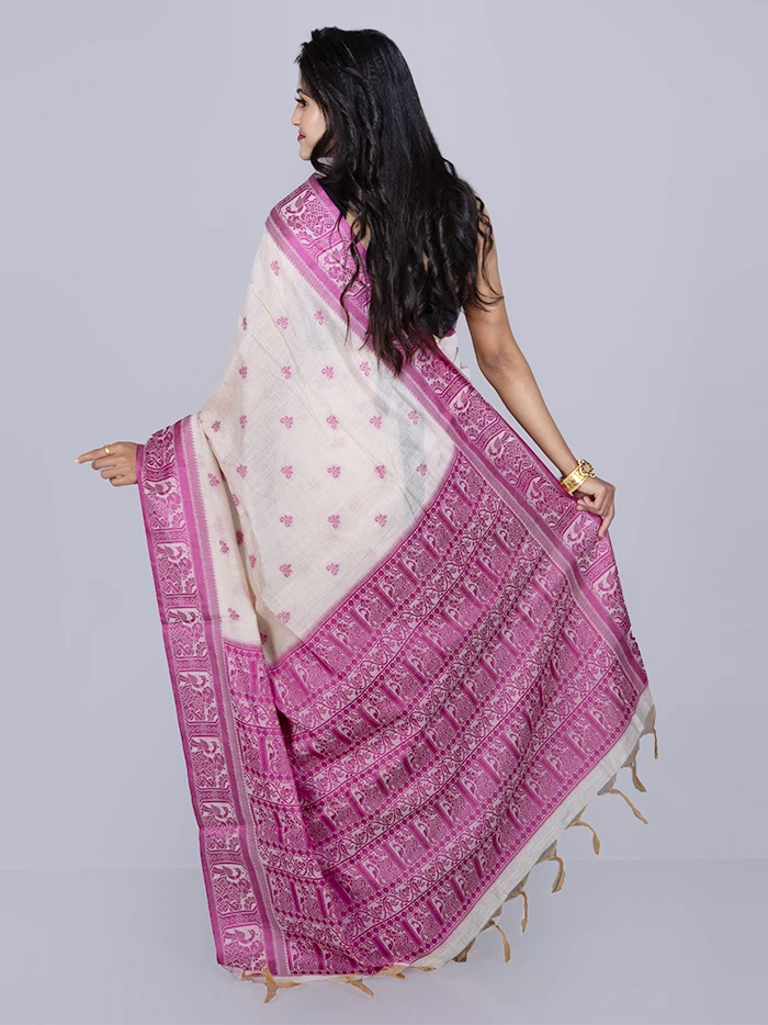 Elegant Purple Par Anchal Buti Handloom Saree