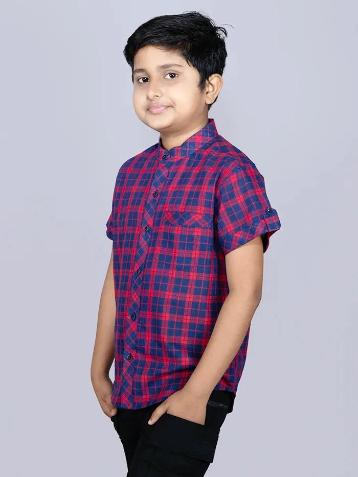 Red Checks Handwoven Organic Cotton Boys Shirt