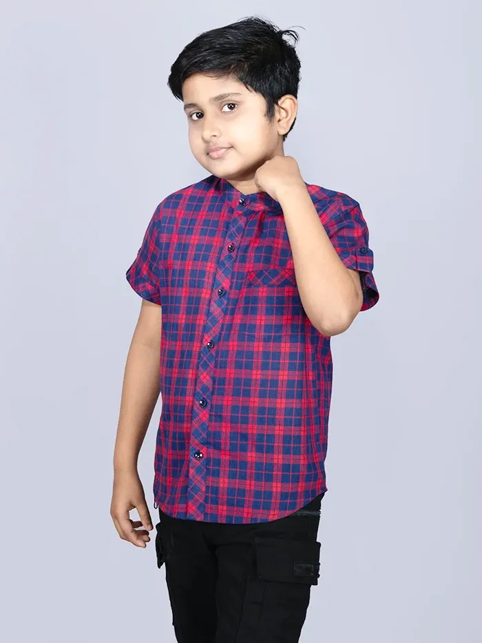 Red Checks Handwoven Organic Cotton Boys Shirt