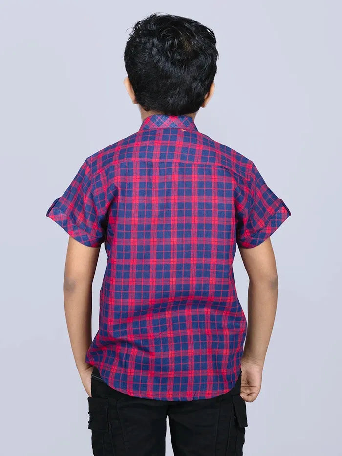 Red Checks Handwoven Organic Cotton Boys Shirt