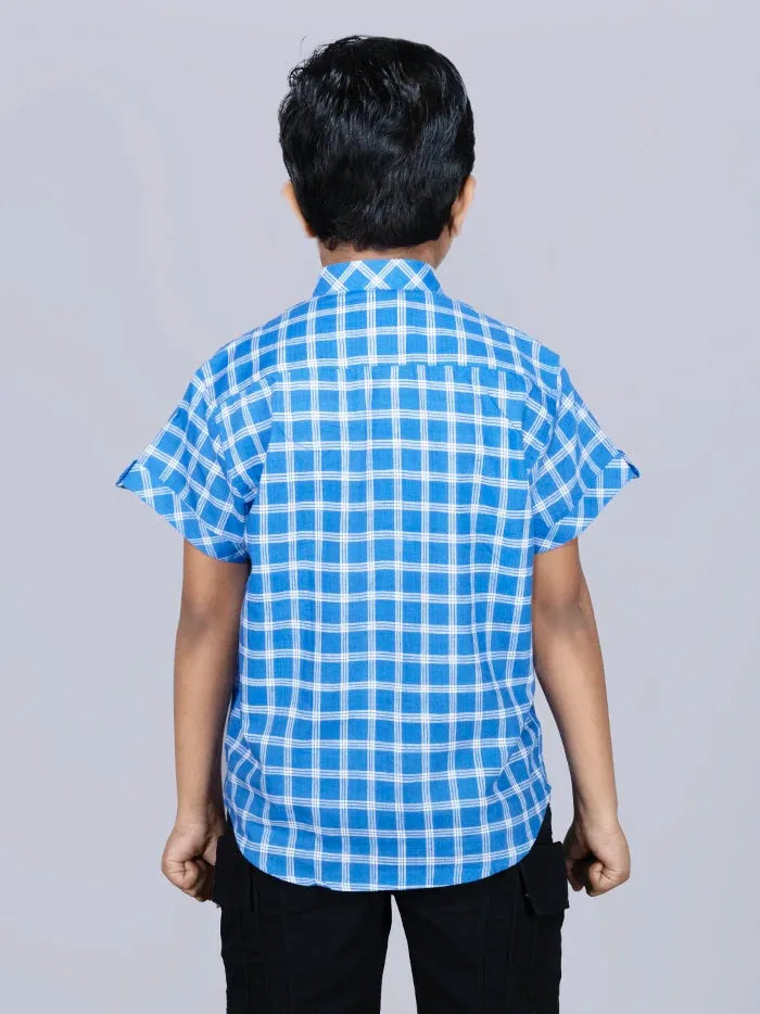 Blue Checks Handwoven Organic Cotton Boys Shirt