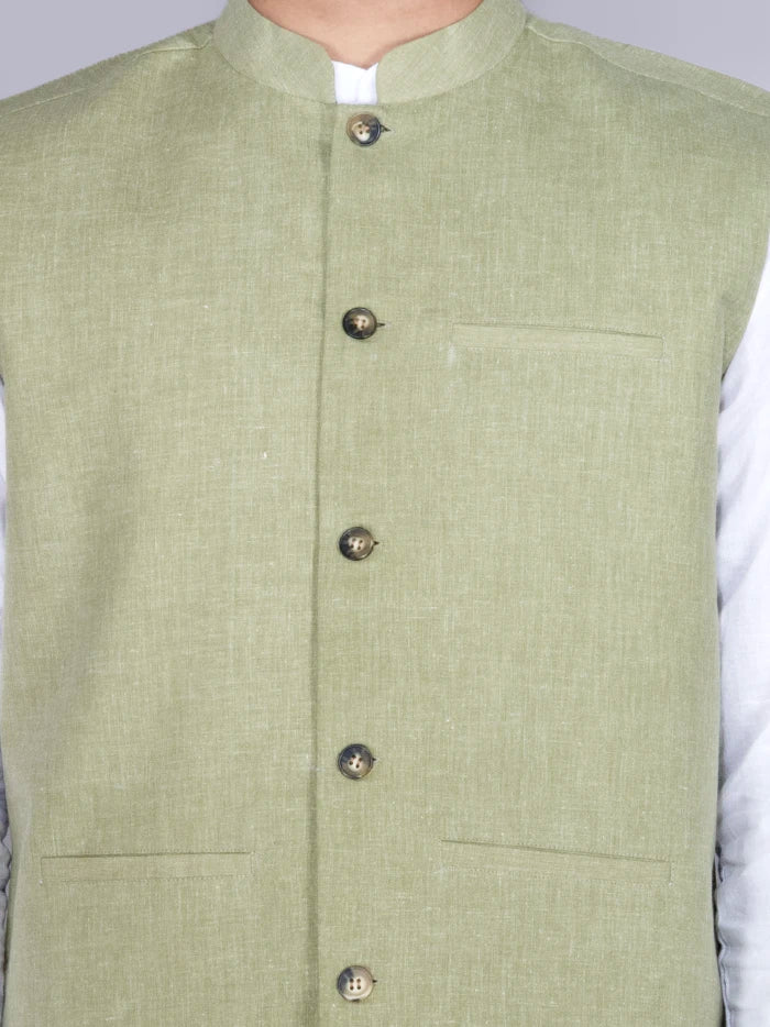 Olive Solid Poly Cotton Modi Jacket