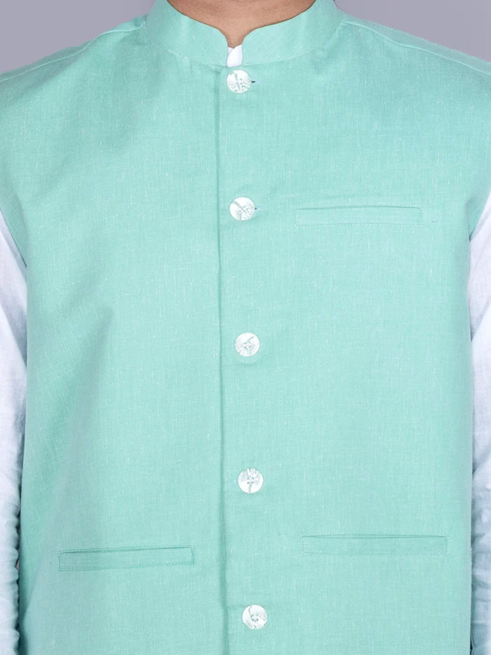 Celadon Solid Poly Cotton Modi Jacket