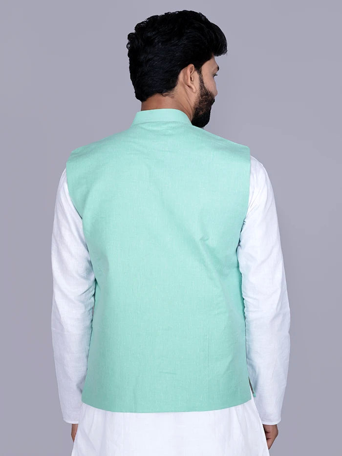 Celadon Solid Poly Cotton Modi Jacket