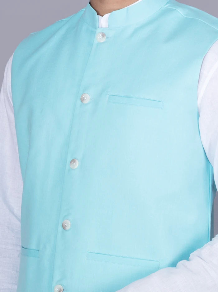 Cyan Solid Poly Cotton Modi Jacket