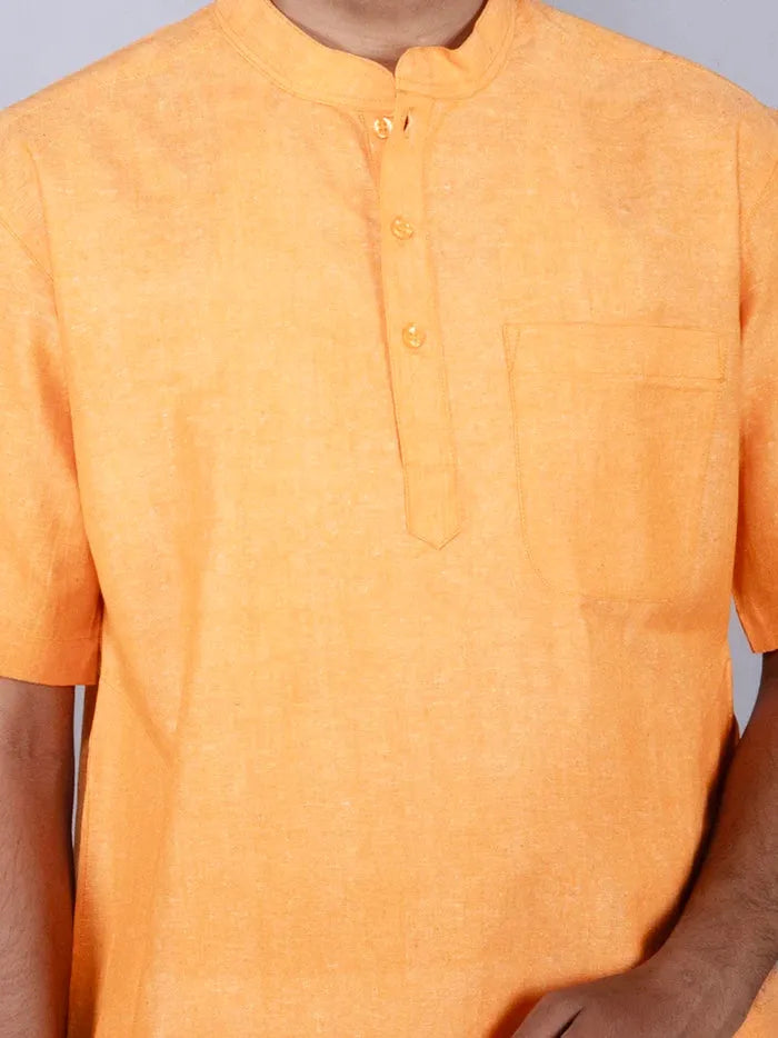 Orange Handwoven Organic Cotton Men Kurta