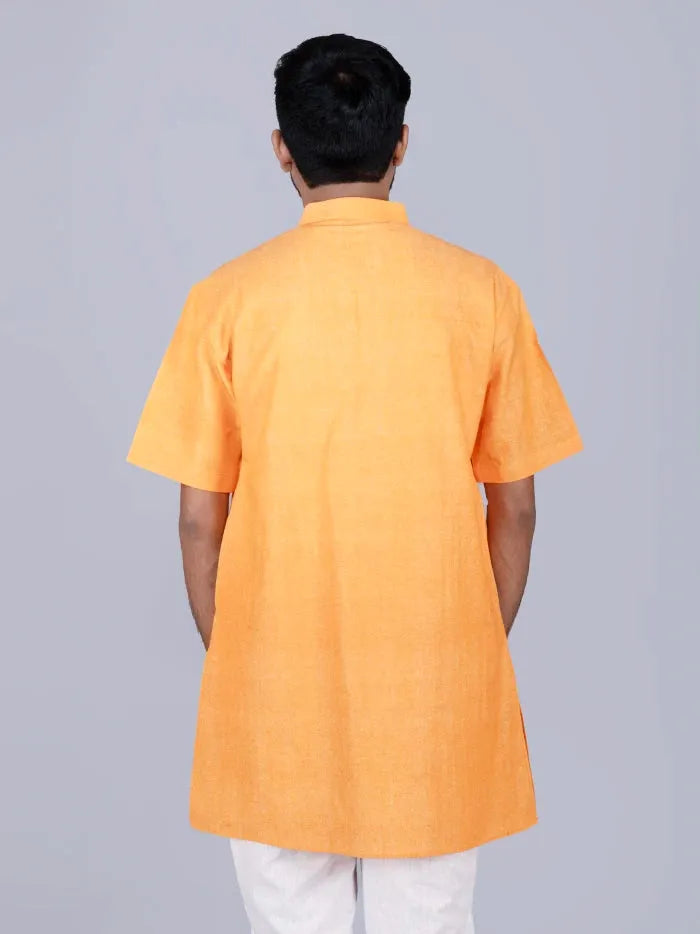 Orange Handwoven Organic Cotton Men Kurta