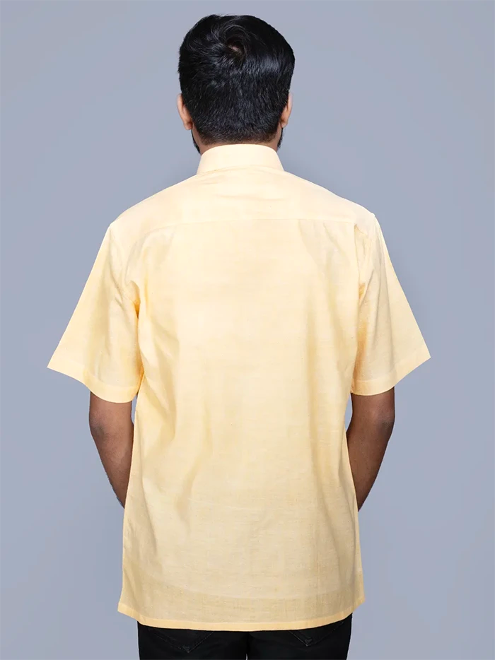 Light Yellow Handwoven Organic Cotton Formal Men Shirt