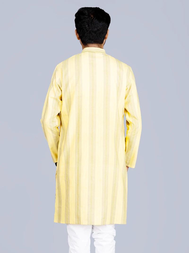 Handwoven Striped Men Khadi Cotton Kurta